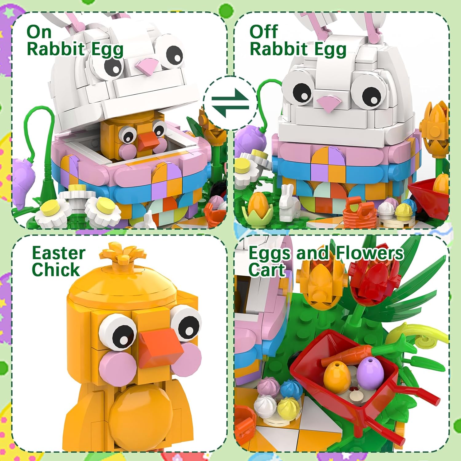 Nubee Easter Bunny Chick Building Sets, Easter Gifts for Kids Teens Adults Women, Cute Rabbit Eggs Easter Basket Stuffers Toy Gift for Boys and Girls Age 6+ (400 Pcs)