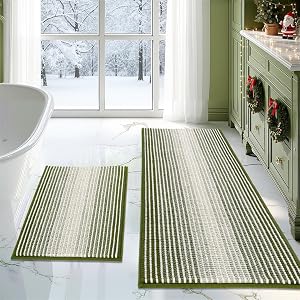BSICPRO Bathroom Rugs and Mats Sets 2 Piece Thick Absorbent Chenille Bath Mat Rug Set Non Slip Soft