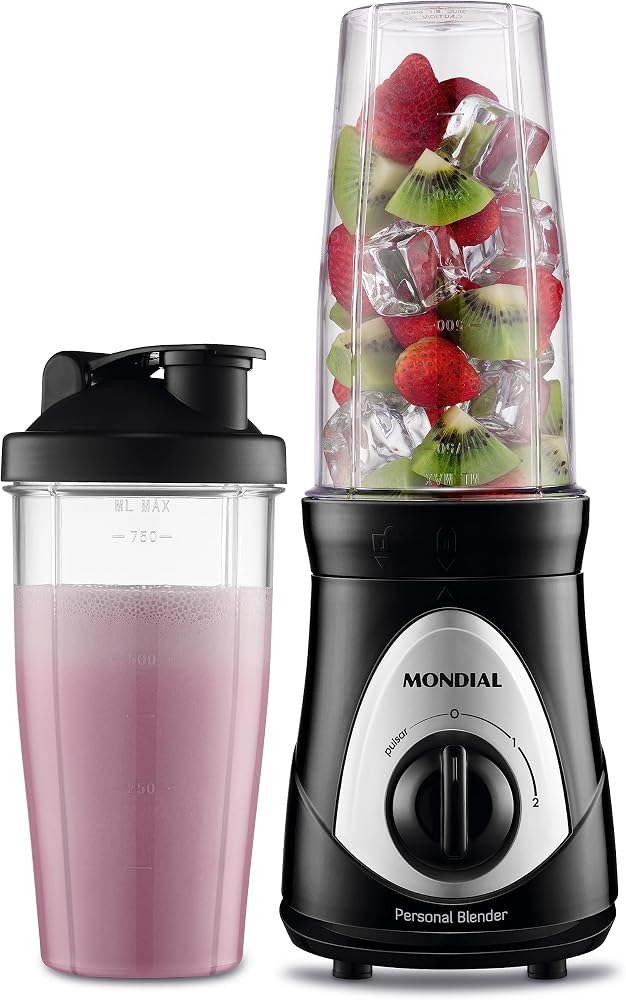 MONDIAL Personal Blender, Preto/Prata, 300W, 110V – DG-01