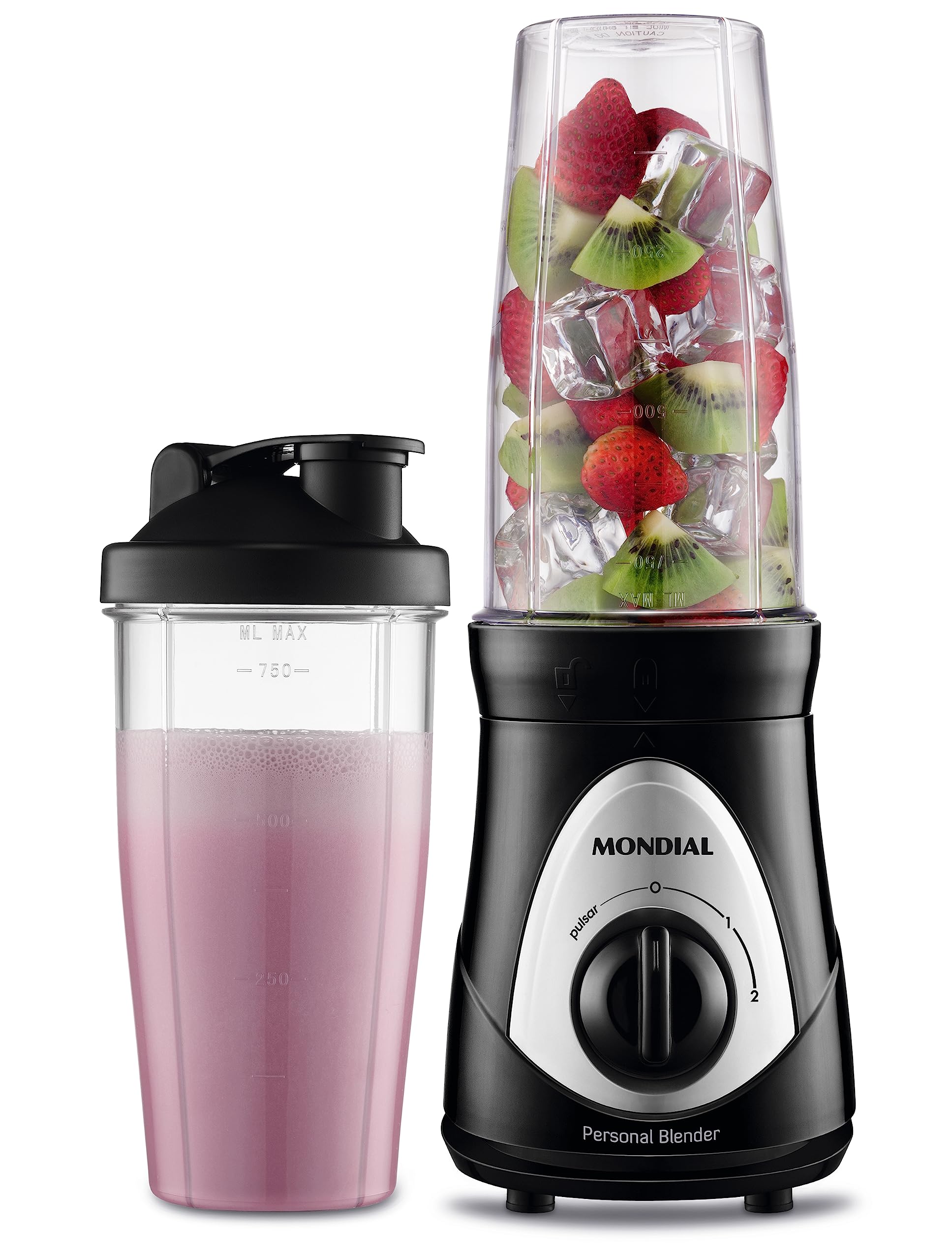 MONDIAL Personal Blender, Preto/Prata, 300W, 110V - DG-01
