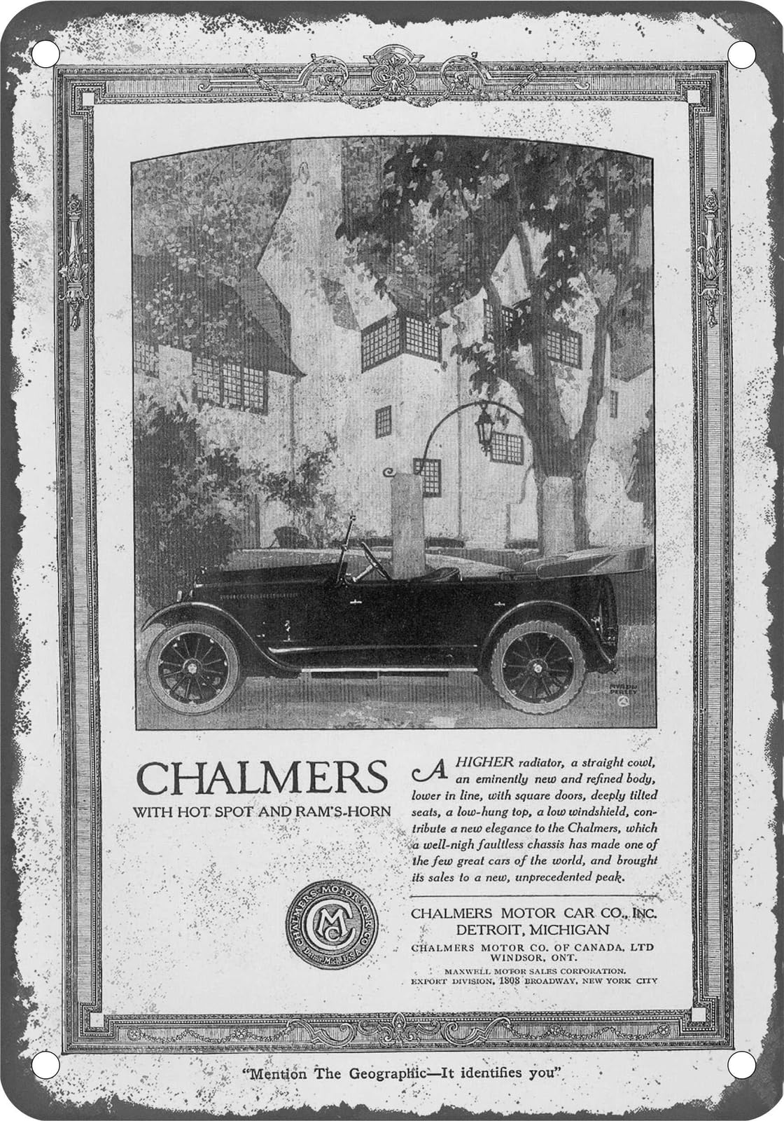 Miaomansenstore Metal Sign - 1920 Chalmers Vintage Ad 03 - Old Retro Rusty Look Home Decor