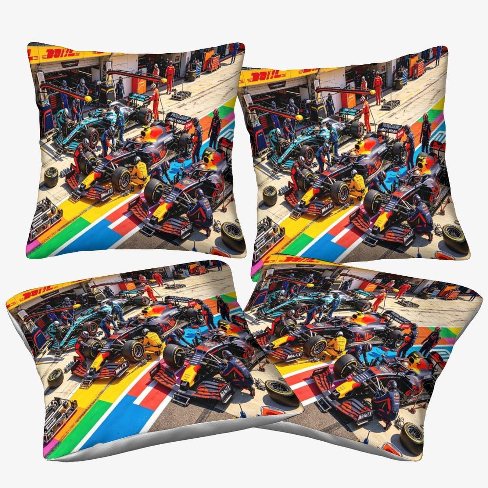 3U6c4m9k Formulaa Racing-2 Formulaa Racing Series Cushion Cover 45X45cm, 4 Pcs, Pit Stop Decorative Throw Pillow Case Microfiber