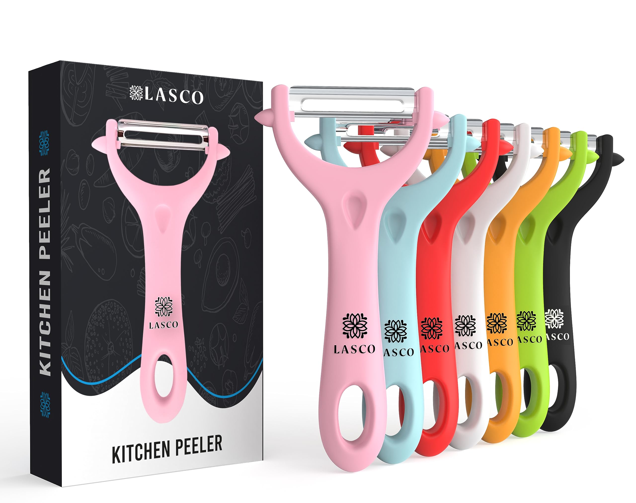 Lasco Vegetable Peeler - Durable Y-Shaped Potato Peeler - Sharp Stainless Steel Blade, Nonslip Handle - Comfortable Food Peeler - Lightweight Veggie, Fruit Peeler - Modern Kitchen Tool - Pink