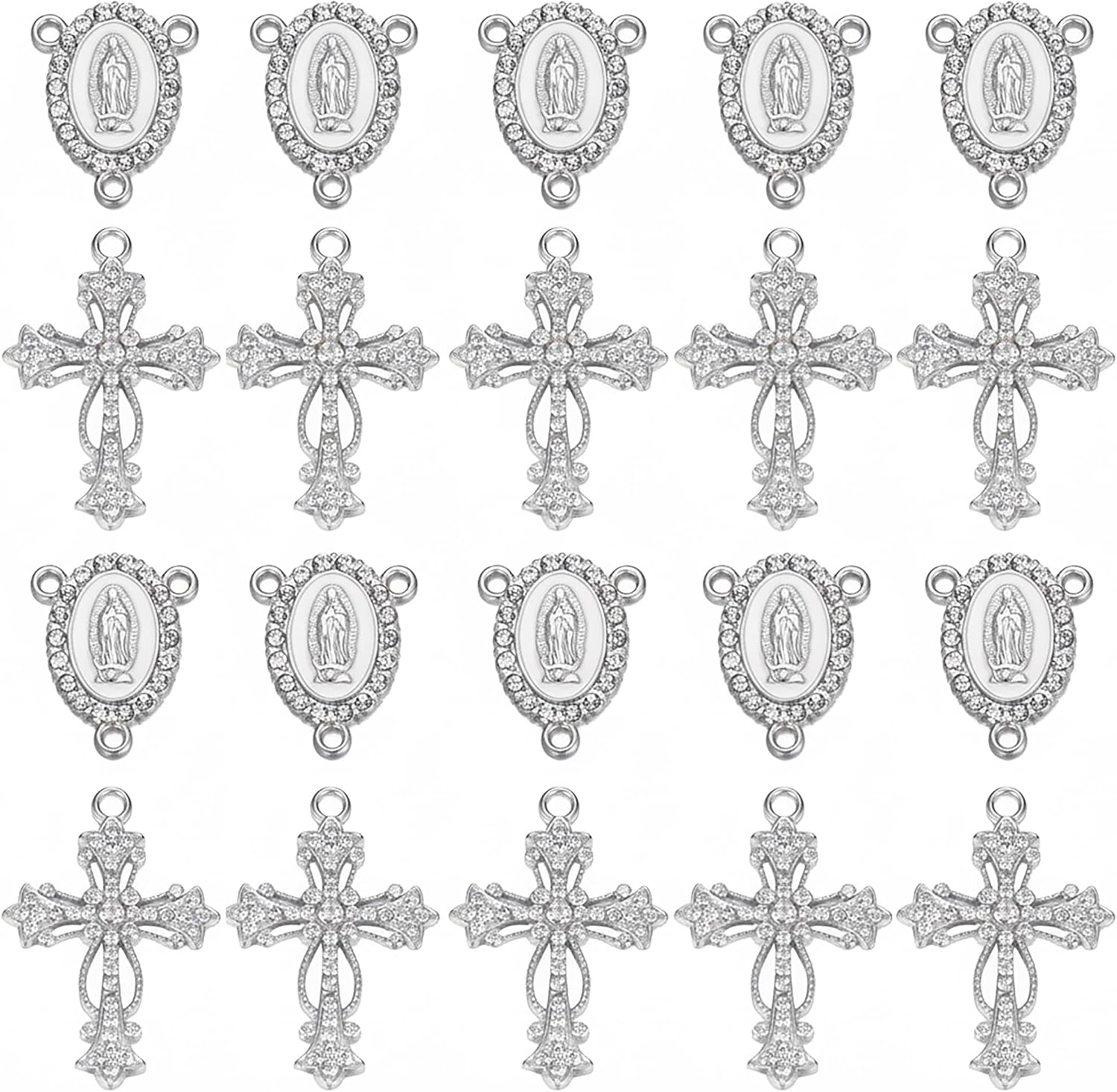 Jiali Q 20 Piece Set Rhinestone Cross Connectors and Pendants for Jewelry Making (Gold)