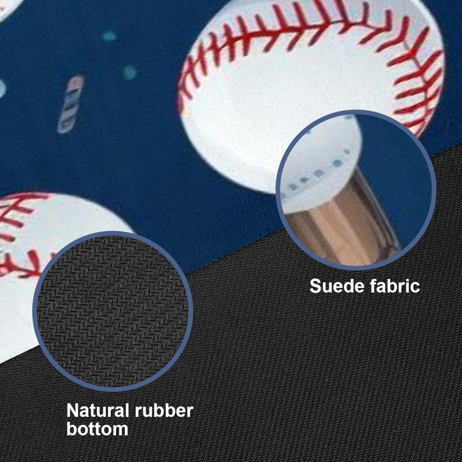 Yoga Towel, Baseball Pattern Non Slip Sweat Absorbent Hot Yoga Mat Towel for Hot Yoga, Pilates and Fitness - 72.8" x 26.8"