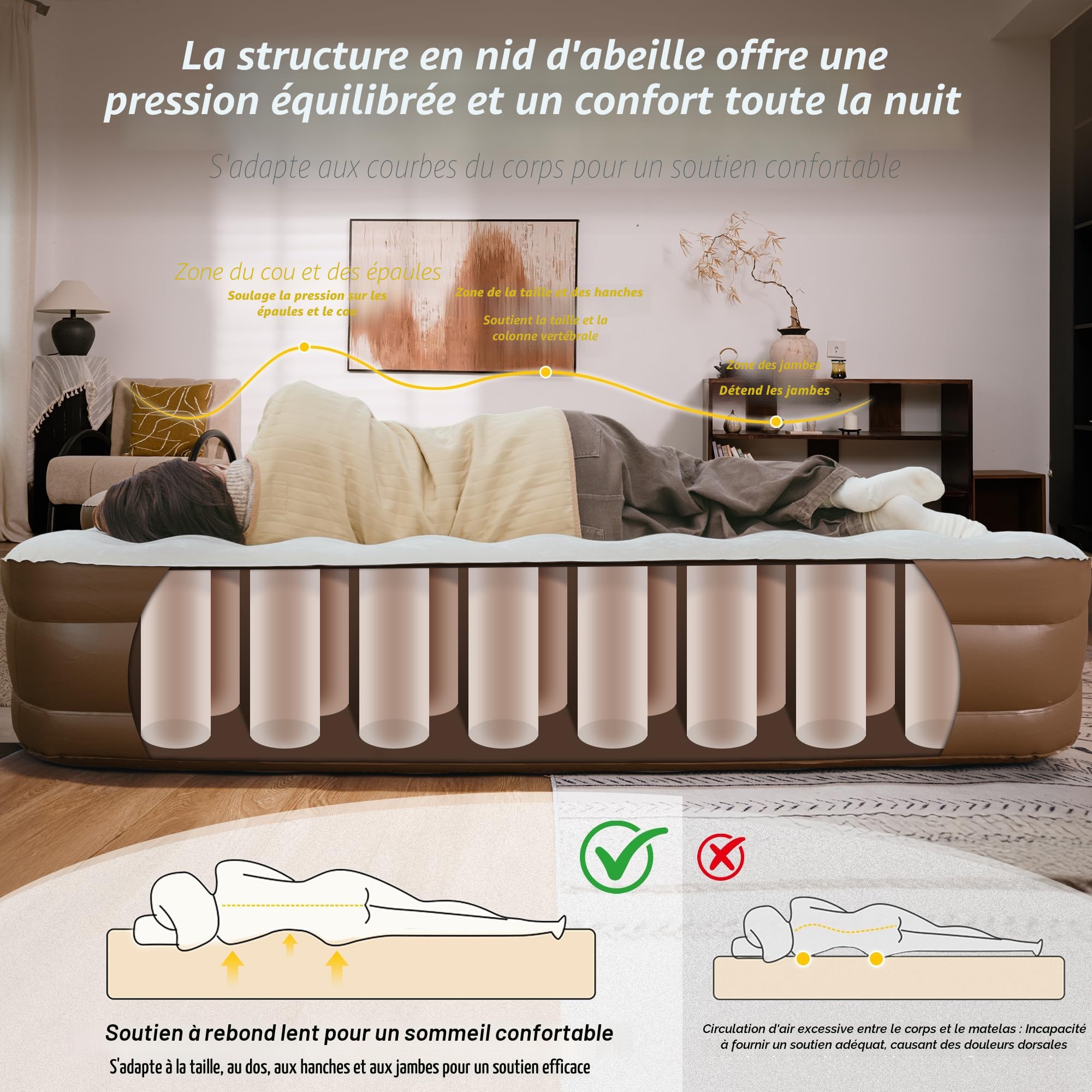 Naturehike Matelas Gonflable 3 Personnes avec Pompe Intégrée Rechargeable - 200x180x38 cm Lit Gonflable Autogonflant pour Camping et Maison - Matelas Camping Portable