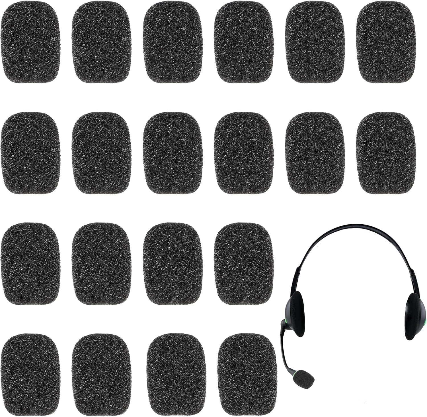 15Pcs Mini Microphone Covers Foam, Lapel Headset Microphone Windscreen Black Sponge Mic Cover for Variety of Headset Microphones