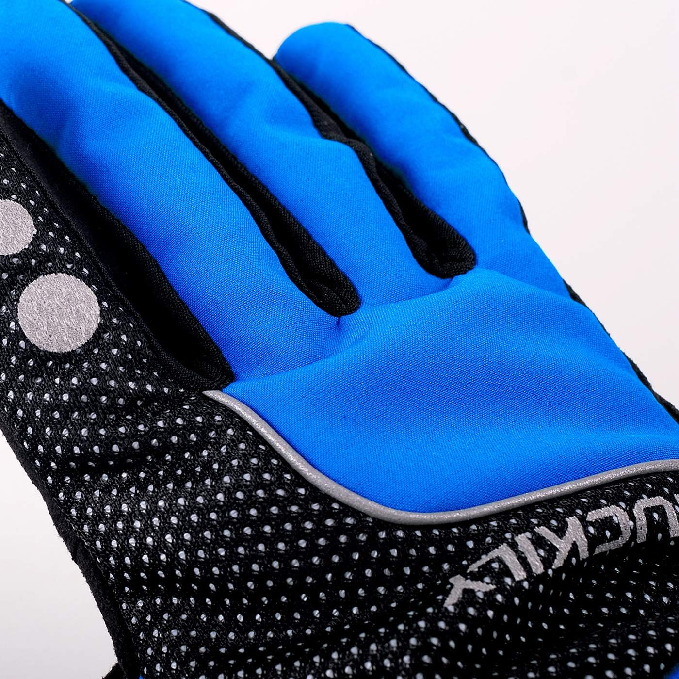 Unisex Cycling Gloves Touchscreen Full Finger Thickened Thermal Fleece Lining Winter Sports Mountain Bike Anti-Slip Touch Screen MTB Gloves Gel Padded for Men Women