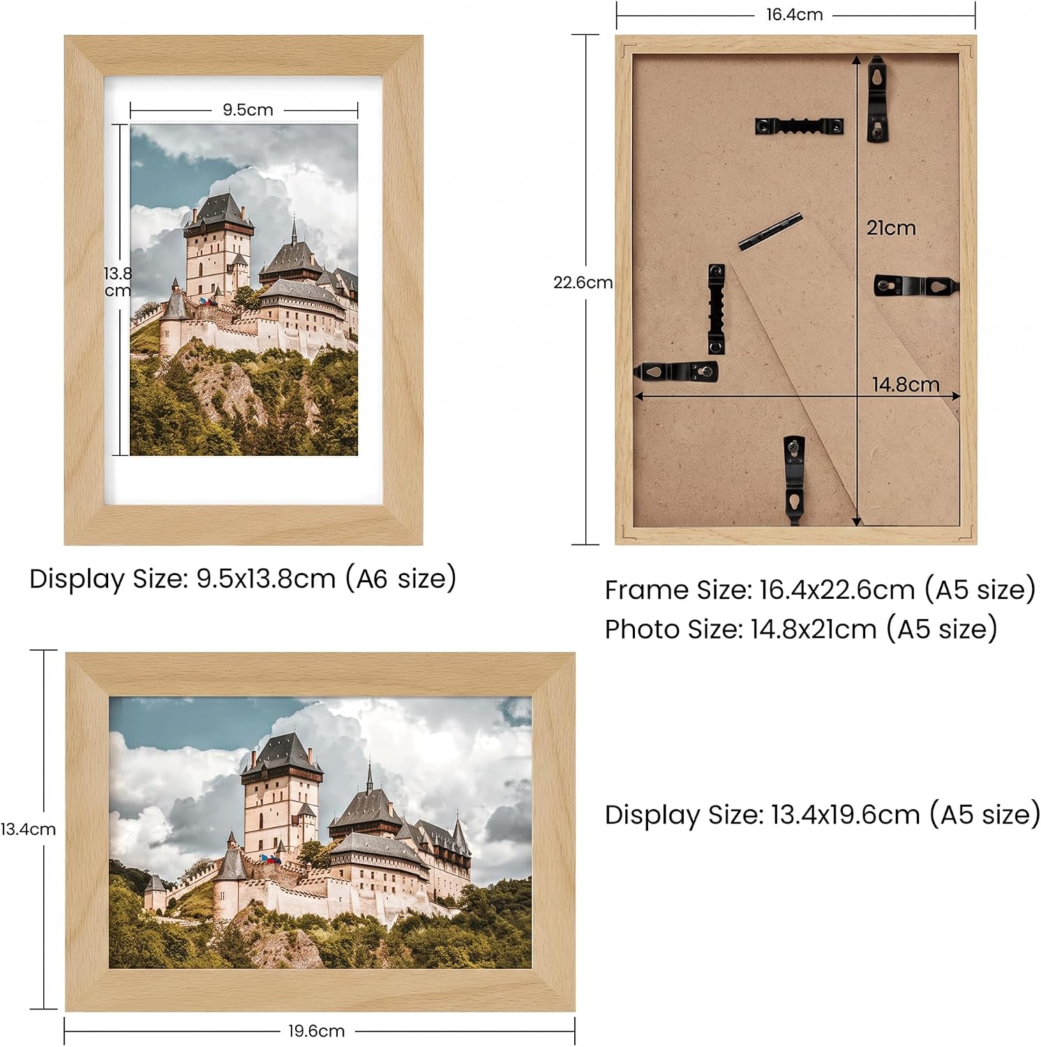 Axeman A5 Picture Frame Solid Beech Wood, Wall Kit, Beech image 5