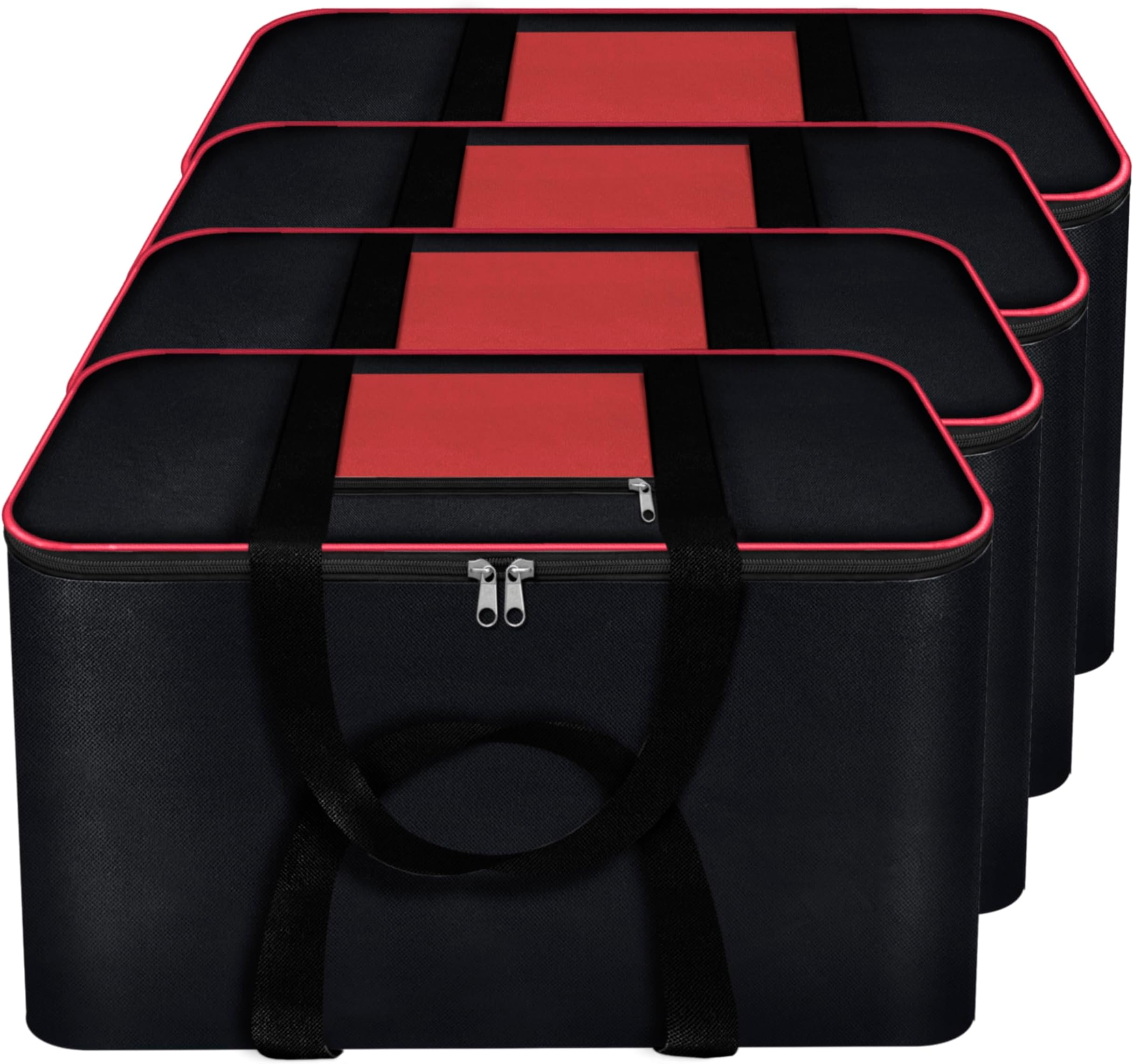 Storite4 Pack Nylon Big Moisture Proof Underbed Storage Bag For Clothes Large (54 x 46 x 28 cm) - Black Rectangular