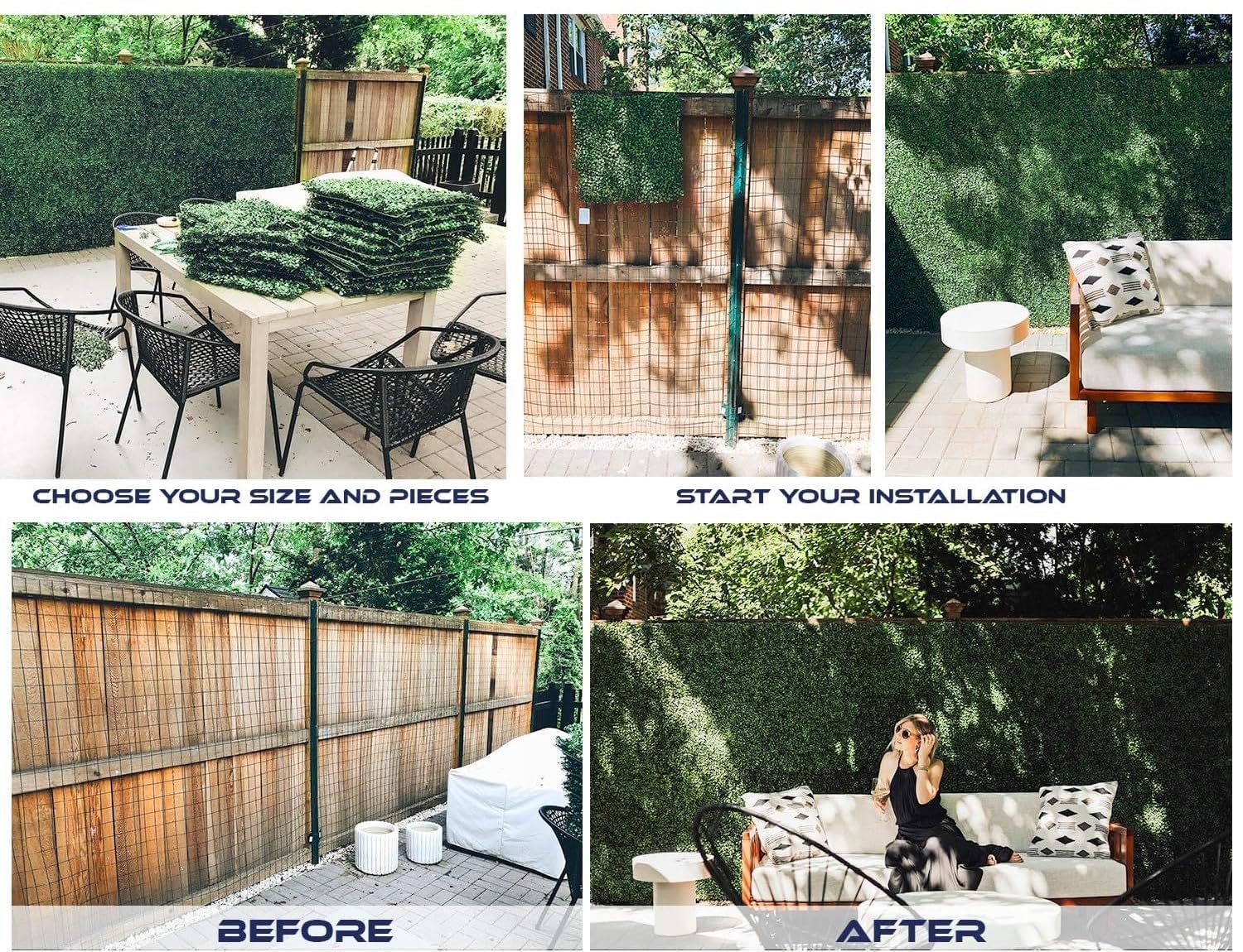 De Gardenia 6 Pieces 24"x 16" Artificial Boxwood Panel, Grass Wall Panel, Boxwood Hedge Wall Panels Suitable for Artificial Green Wall Decor, Fence Garden Wedding Backyard Decor - Image 6 thumbnail