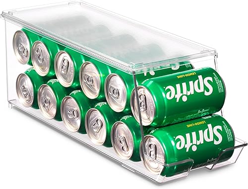 Miniatura 4 de Juego de 2 cubos organizadores apilables para refrigerador, dispensador de latas de soda, soporte de bebidas para refrigerador, congelador, cocina,