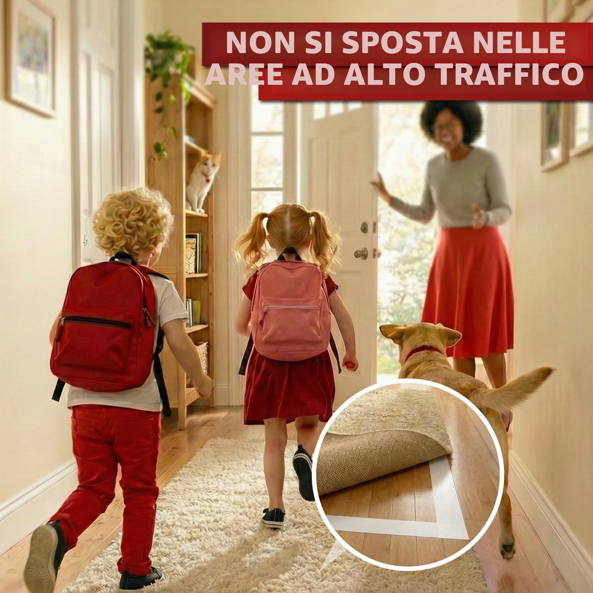 XFasten Nastro biadesivo per tappeti e moquette, rimovibile e sicuro in legno duro, 2 pollici x 10 iarde, ideale per tappeti, moquette o delicati pavimenti in legno duro