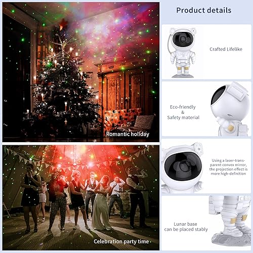 Miniatura 3 de Nebula - Proyector de astronauta de galaxia, luz nocturna de estrella, lámpara LED de proyector de estrellas con temporizador y control remoto para