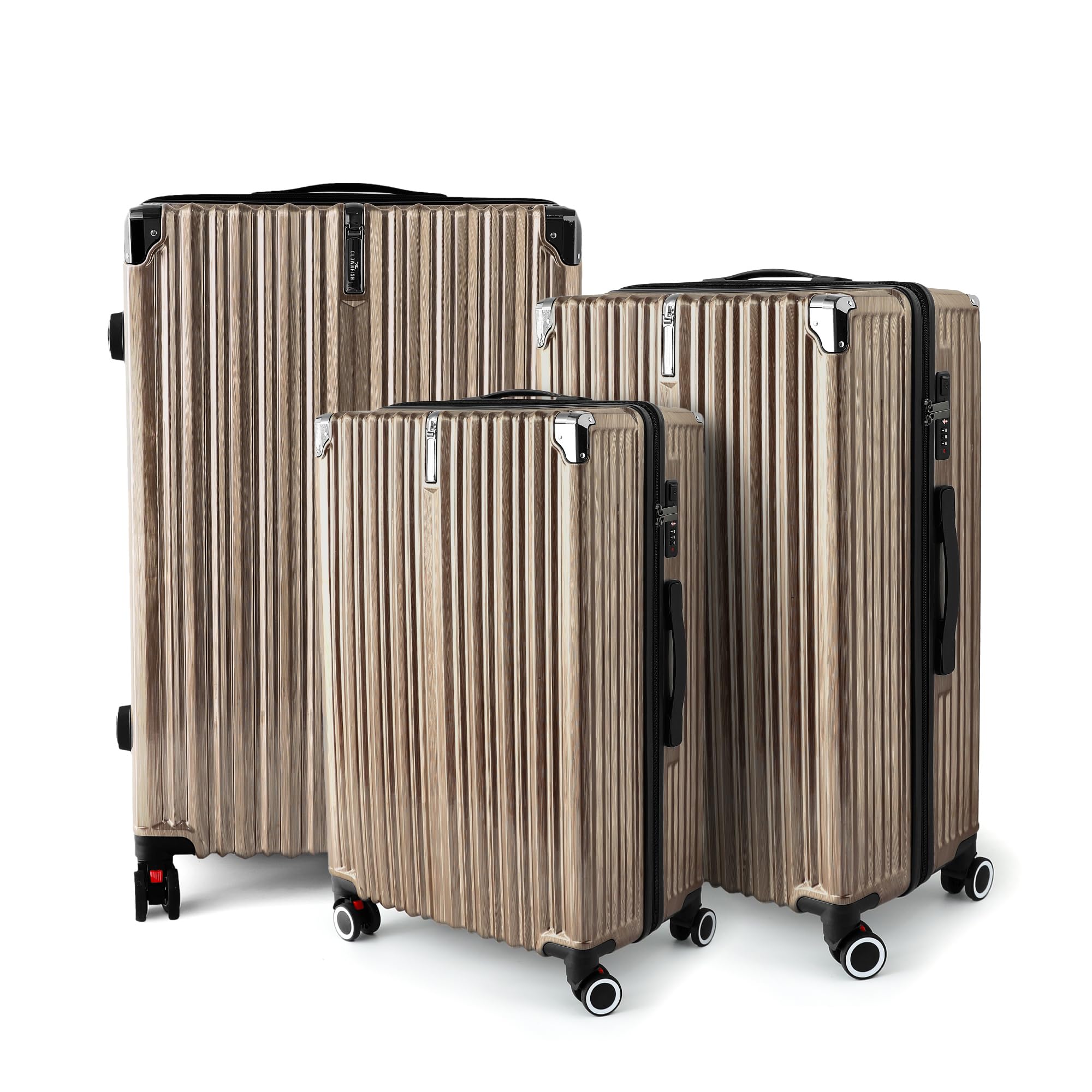 the clownfish Transcend Series Travel Luggage | ABS+PC | Spinner Cabin Hard Suitcase & Trolley Bags for 20"/24"/28" | with TSA Lock | 31.4L/53L/84L | Champagne | Set of 3-picture-35