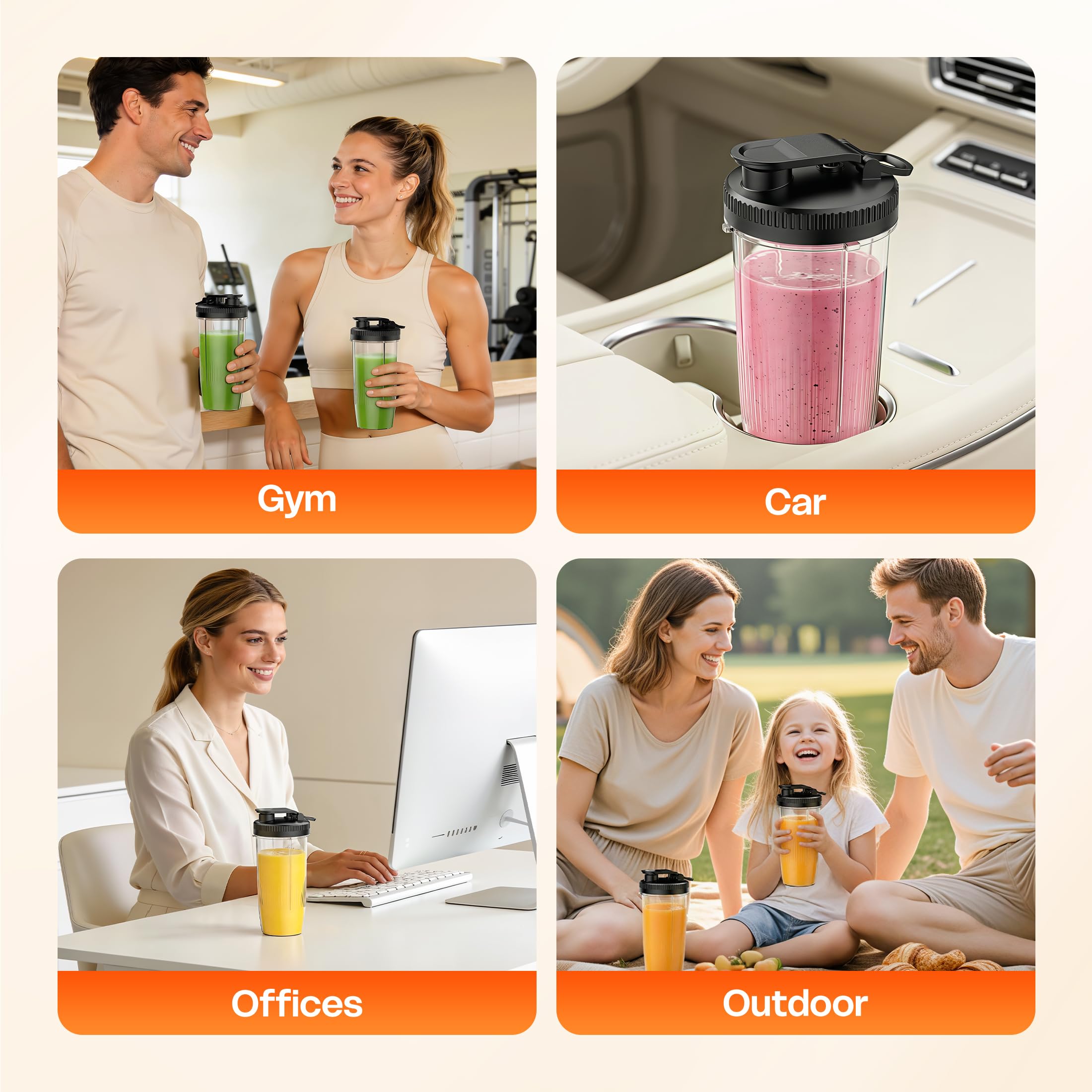 Turelar Mixer für Smoothies, tragbarer persönlicher Mixer für Shakes und Smoothies für die Küche mit 630 ml tragbaren Bechern und zusätzlichem Deckel, Smoothie-Maker Mixer für Säfte, Babynahrung