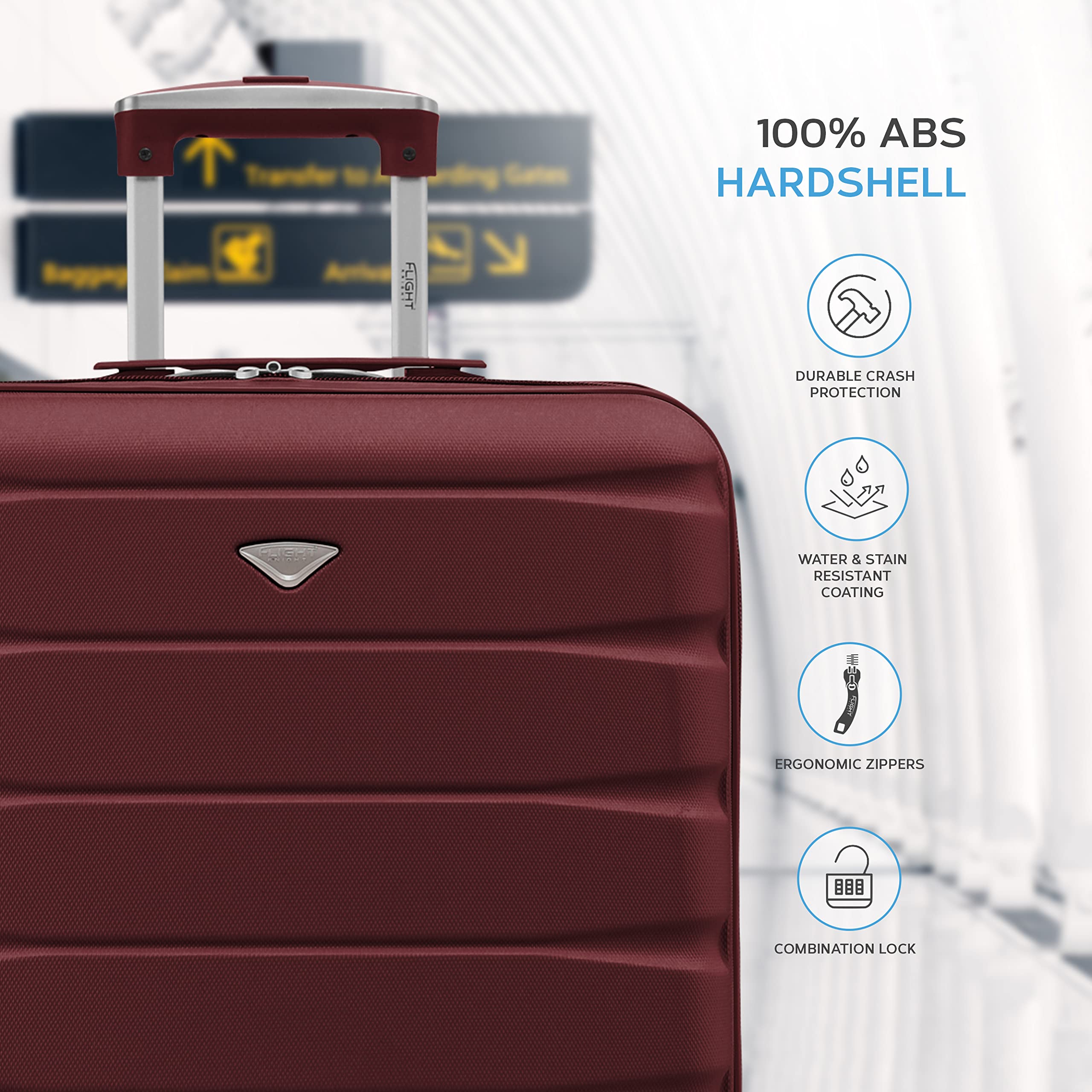 Flight Knight Set of 2 Lightweight 4 Wheel ABS Hard Case Suitcases Cabin Carry On Hand Luggage Approved for Airlines Including British Airways & Maximum Size for easyJet Large Cabin Bag 56x45x25cm — view 4