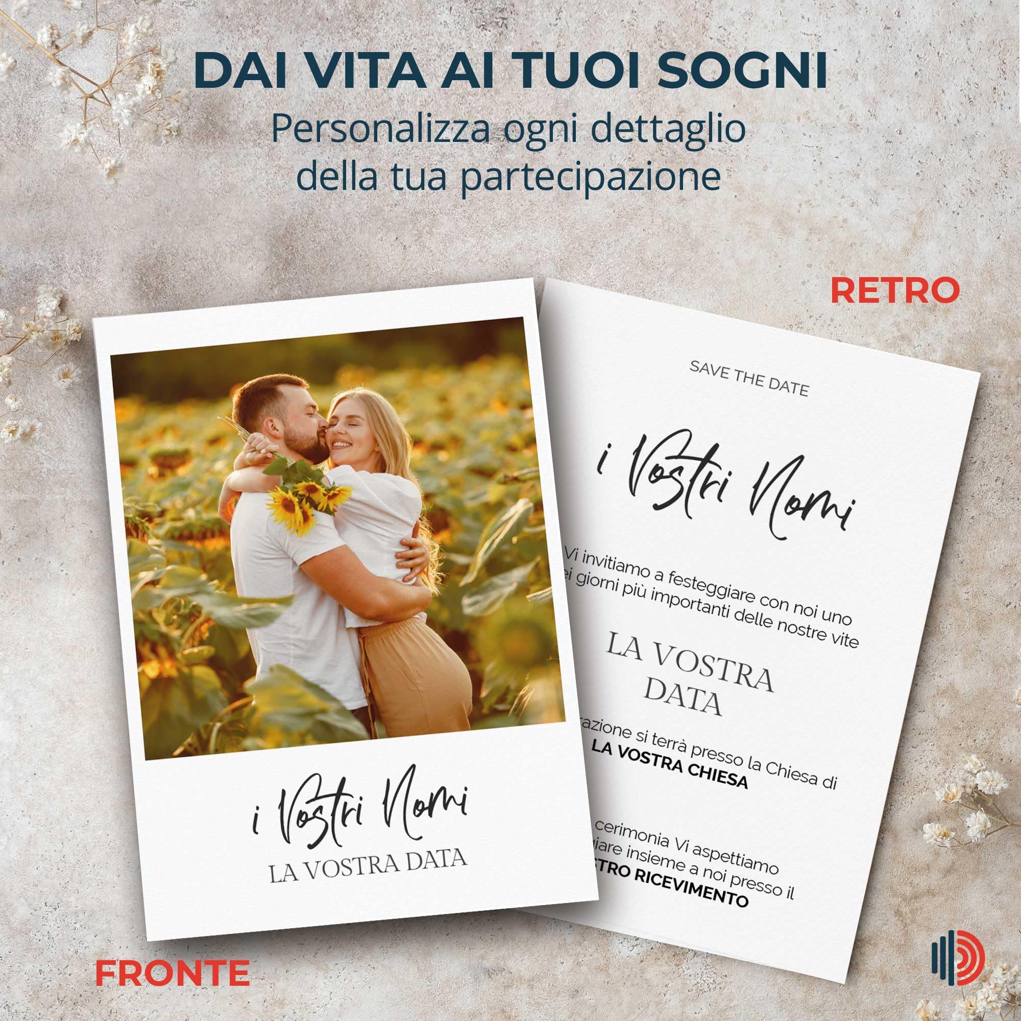 Partecipazioni Matrimonio Personalizzate 24pz Stampa inclusa - Inviti Matrimonio Personalizzabili in Carta Martellata Alta Qualità 200gr - 16x11,5cm - Essential WI-4 EchoPrint
