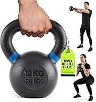Rage Fitness 12kg Cast Iron Kettlebell - Powder Coated Wide Handle for Swings, Squats, Core Strength Workouts