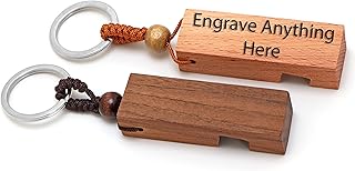 Personalized Phone Stand Wood Engraved Keychain,Engrave Any Message (Dark Brown)