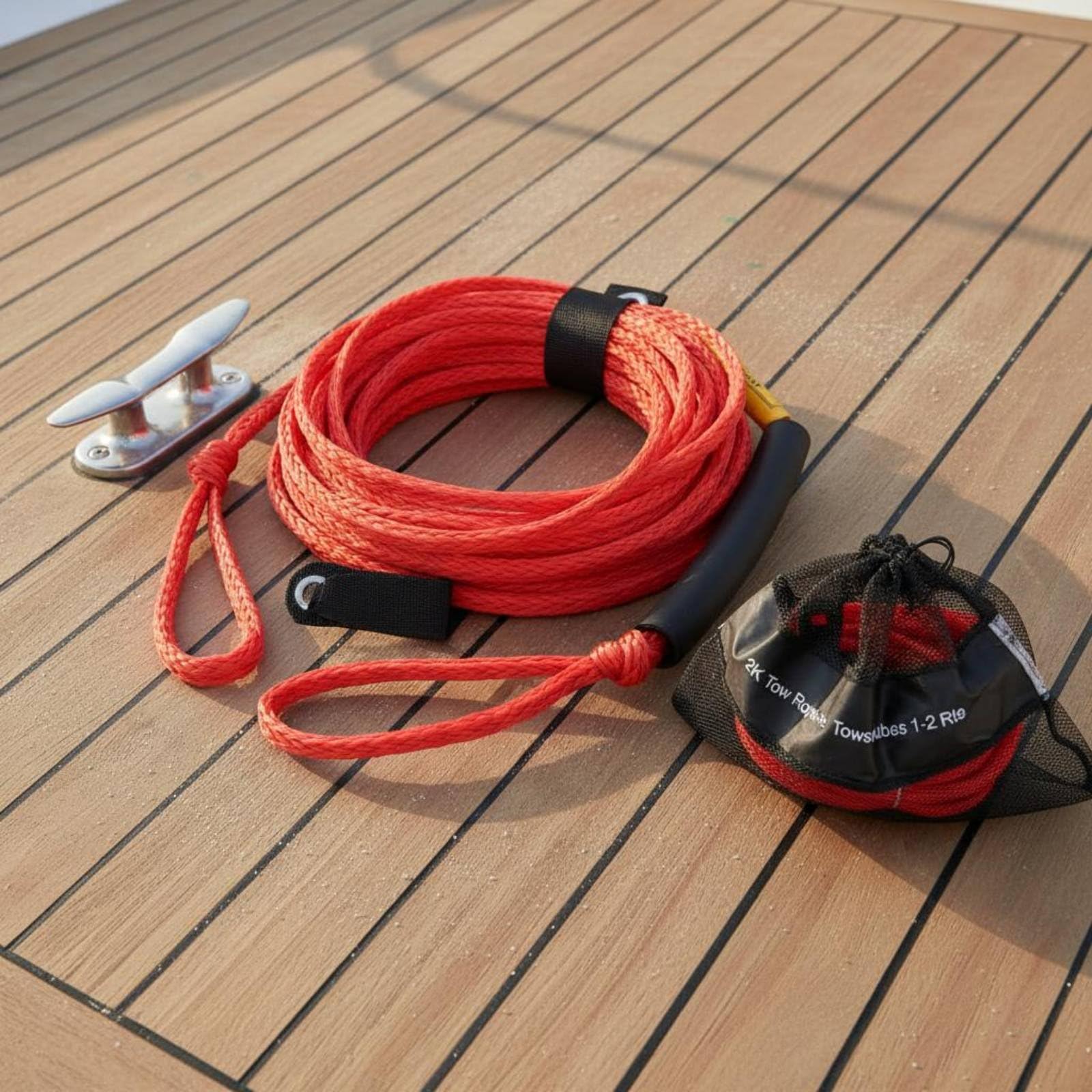 Homyl Towing Rope Intrecciato 16 Fili con Galleggianti e Ganci | in Acciaio Inox Resistente per Uso in Acqua Dolce e Salata, Adatto per Traino Ciambelle Barca, Sport Estivi