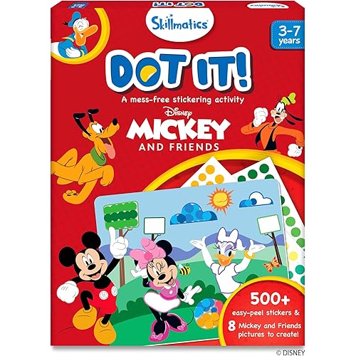 Skillmatics Dot It Sticker Art - Disney Mickey & Friends, Mess-Free Fun for Kids, 500+ Stickers, Craft Kits, DIY Scrapbooking Activity, Travel Toys, Gifts for Boys & Girls Ages 3, 4, 5, 6, 7