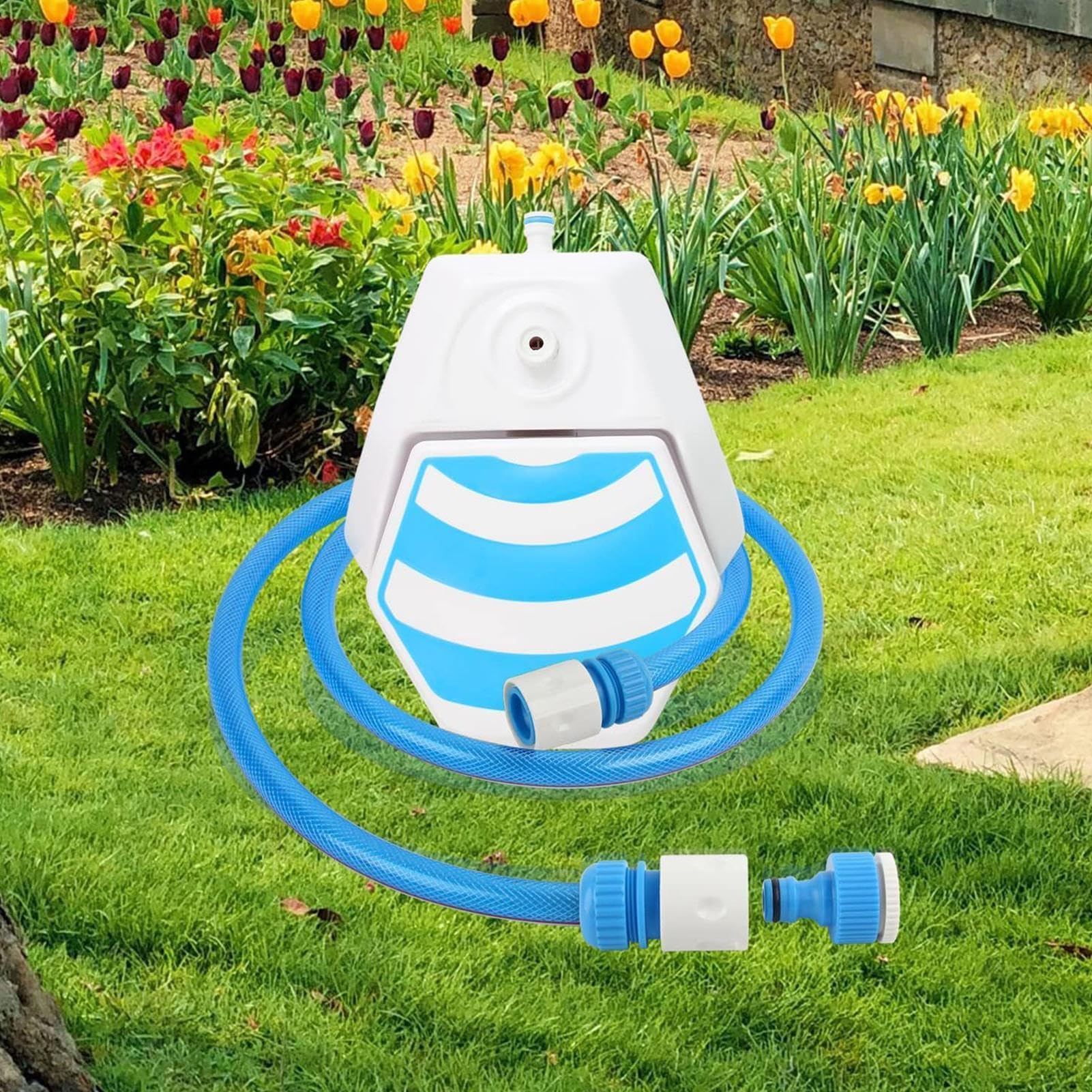 Aspersor de agua interactivo para perros – de agua para perros con manguera de 1,5 m | Para verano, exterior, césped, terraza, patio trasero, jardín, pasarela,