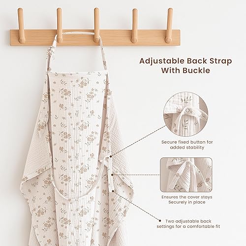 Miniatura 4 de Konssy Paquete de 2 cubiertas de muselina para lactancia materna con aro rígido, 100% algodón, ligero y transpirable, ajustable y cómodo
