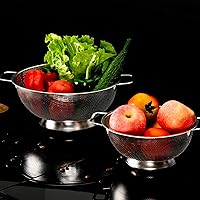 Vista 8 de Colador de acero inoxidable de 3 cuartos, colador para alimentos de cocina, apto para lavavajillas