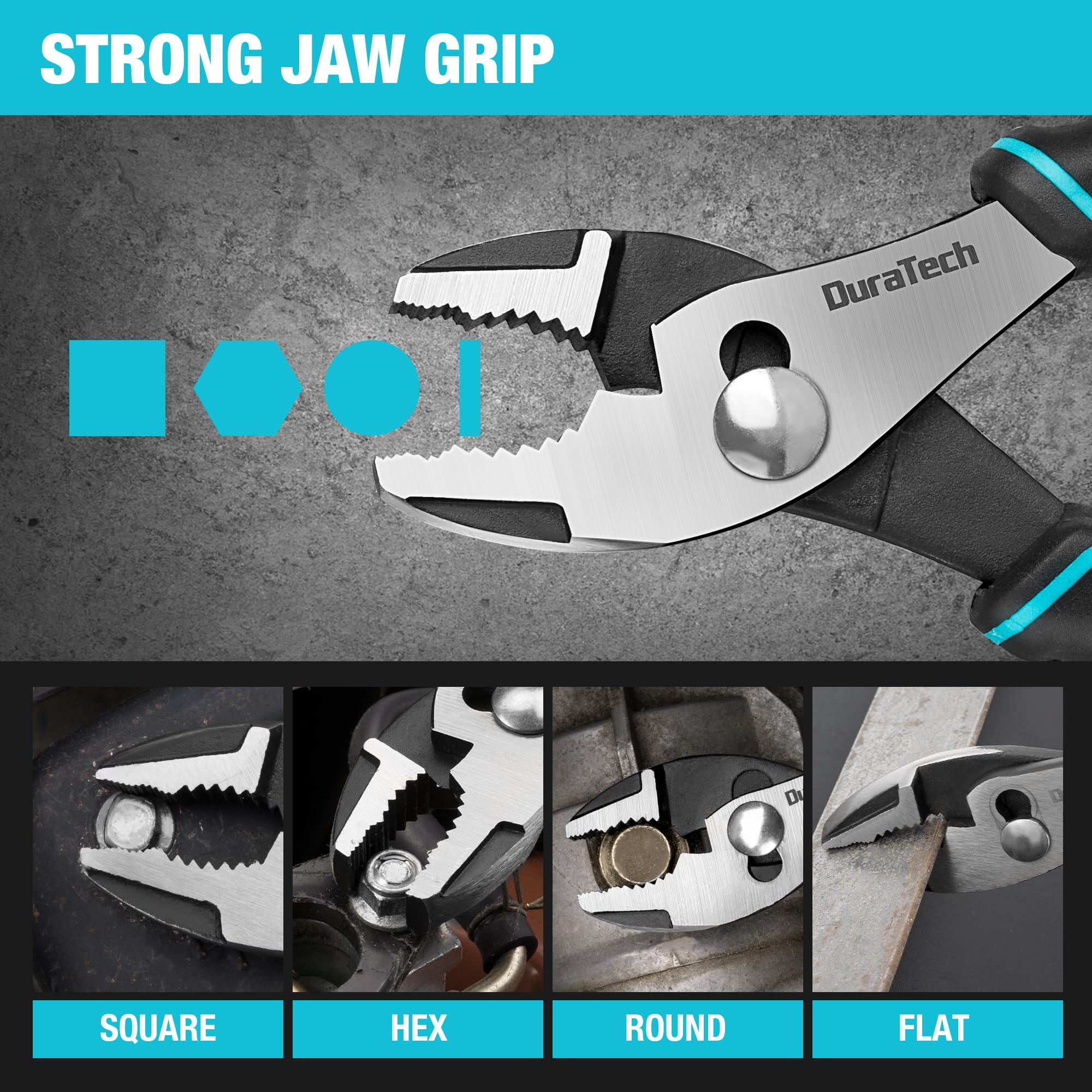 DURATECH 6 Inch Slip Joint Pliers, Small Pliers with Comfortable TPR Handle, High Carbon Steel, Swivel Rivet, Strong Sharp Teeth, Pliers for Tightening, Loosening and Gripping Nuts and Bolts