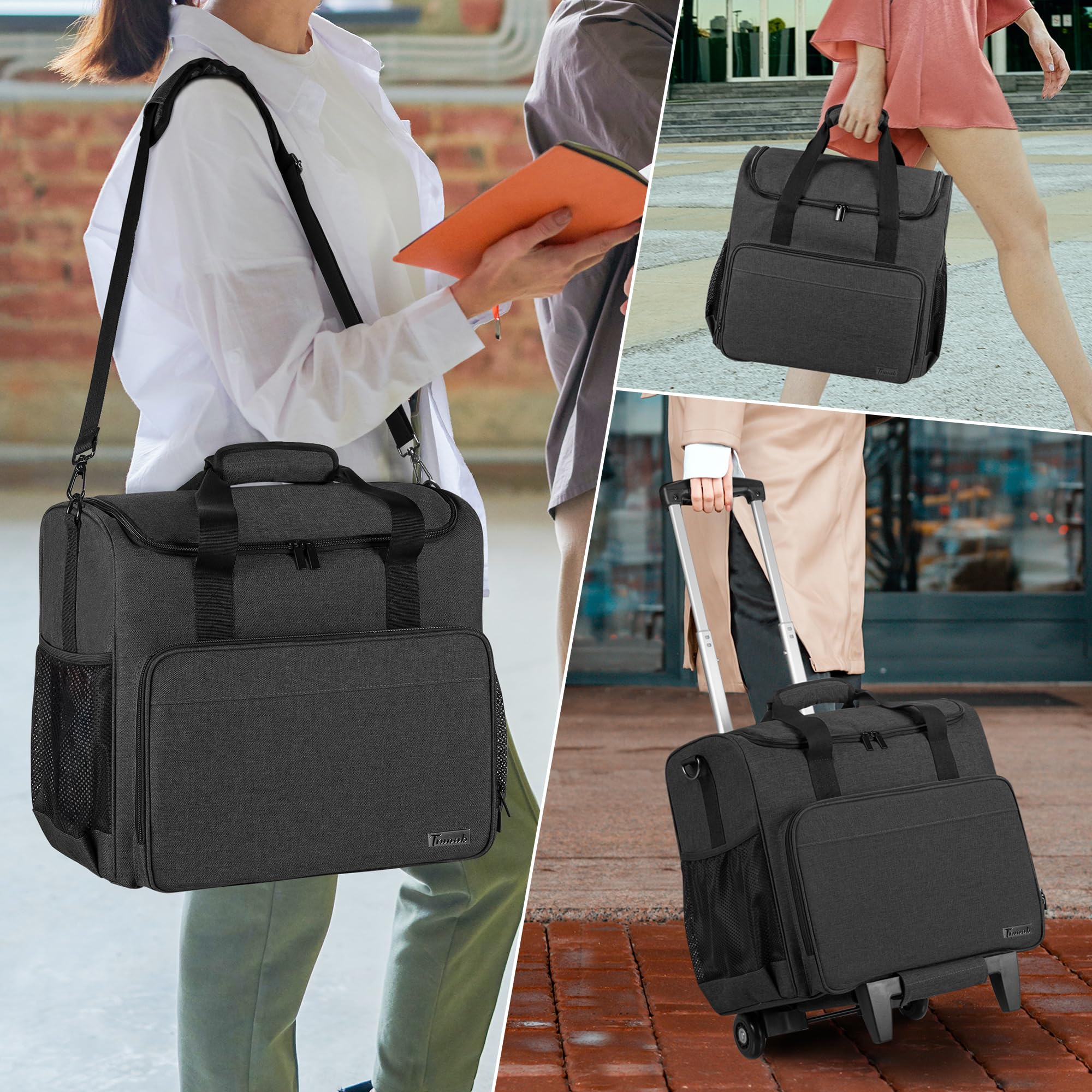 Trunab Sac à roulettes pour Enseignant avec Fond Rembourré et Chariot Amovible, Sac pour Enseignants avec Poches Rembourrées pour Garder Ordinateur Portable de 15,6"