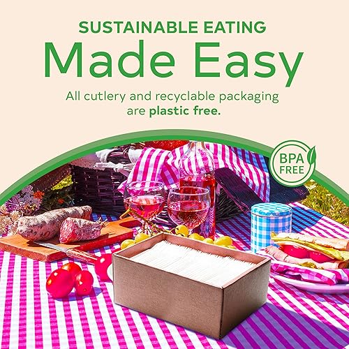 Miniatura 3 de Tenedores compostables, utensilios compostables a base de plantas, cubiertos desechables certificados por BPI, tenedores compostables paquete a