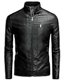Mens Faux Leather Jacket Black Lightweight Outwear