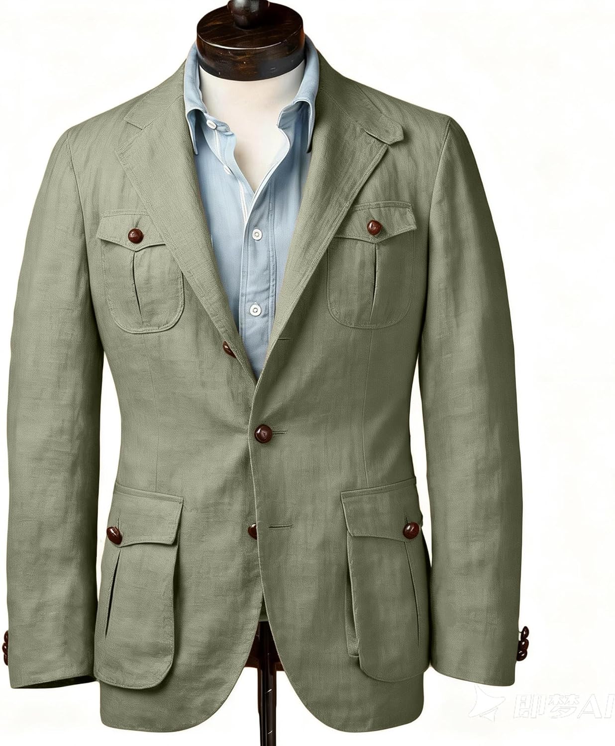 Mens Casual Blazer Lightweight Linen Blend Jacket Single Breasted Safari Sport Blazer for Daily,Business,Wedding