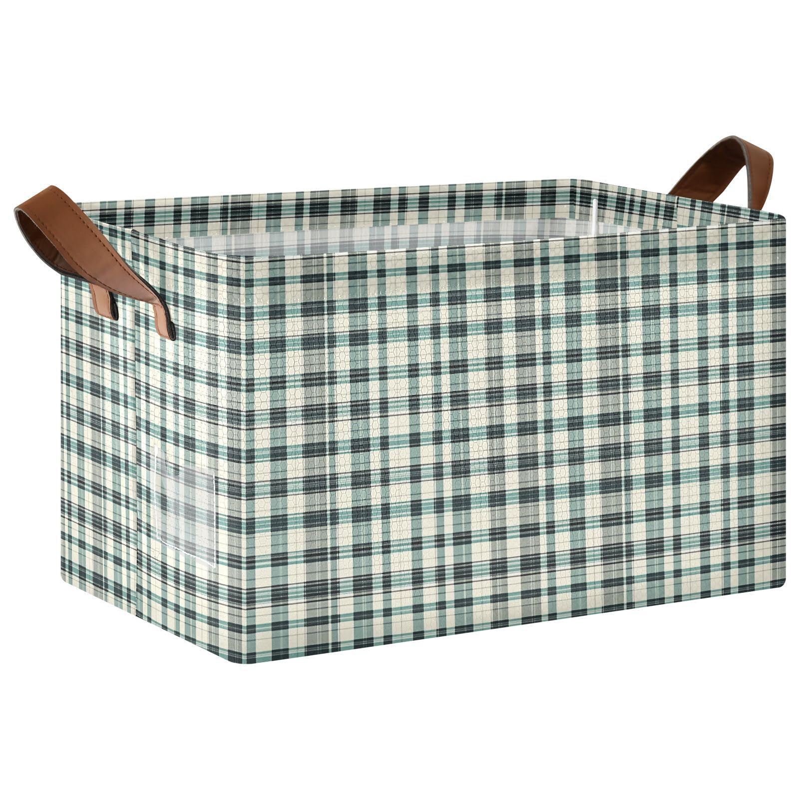 Grandes boîtes de rangement à poignées KLL motif chevrons bleu