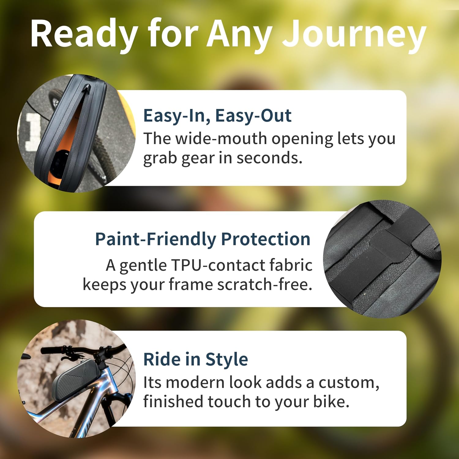 Waterproof Top Tube Bike Bag for Mountain Bikes, Large Capacity Front Triangle Storage Pouch with Reflective Stripes, Protect Your Phone, Money and Other Valuable Items