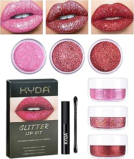 Kit de labios con purpurina de 3 colores, pol...