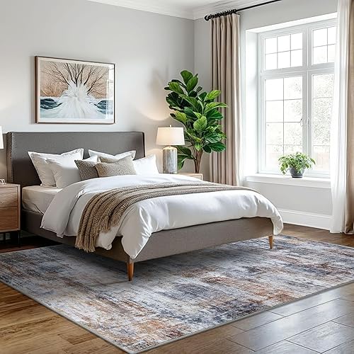 Miniatura 428 de IOHOUZE Alfombra pequeña abstracta de 2 x 3 pies, alfombra de entrada lavable para entrada interior, alfombras con respaldo de goma, alfombra Gris