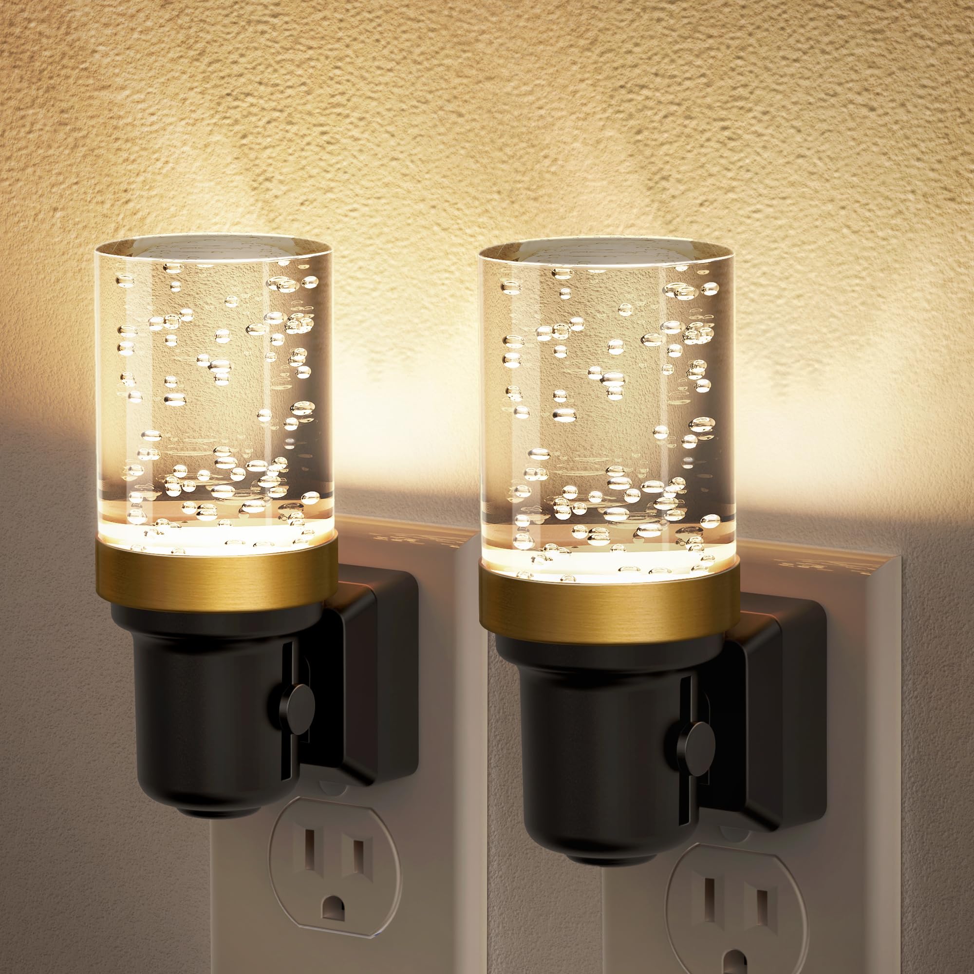 JandCase Night Light, Dimmable Night Lights Plug into Wall, Auto On/Off | Light Sensor Nightlight, 3000K Warm White 0-100LM Brightness LED Nightlight, Bathroom Night Light Hallway Bedroom Decoration