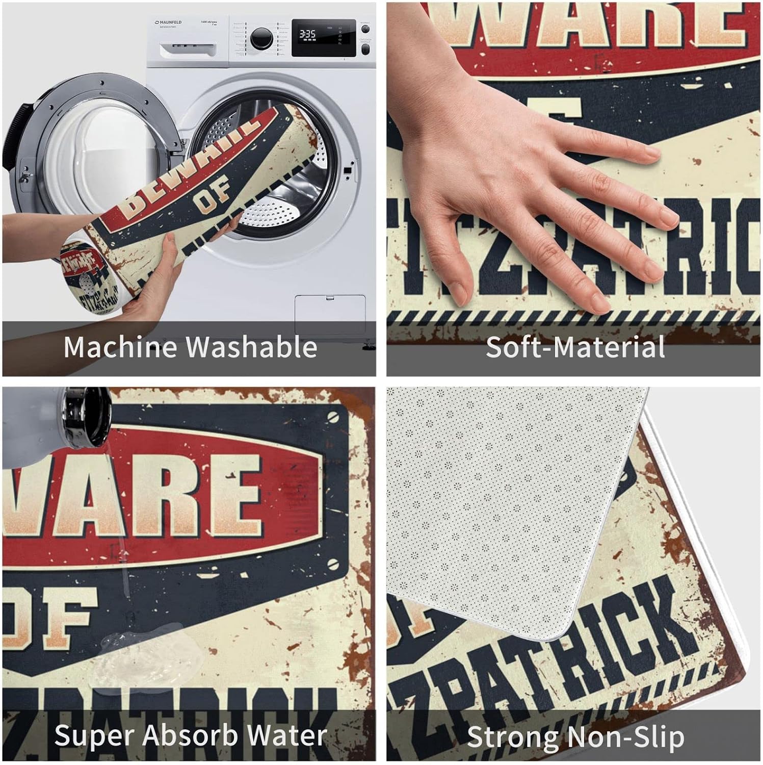 Welcome Mats for Front Door Funny Beware of Mr. Fitzpatrick Doormat Fall Mats Outdoor Room Accessories for Men(65X90CM)