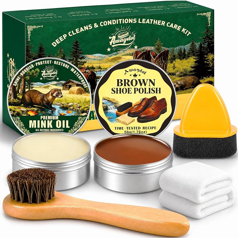 Kit de Cuidados para Couro Awaydol com Óleo de Visão, Sabão para Selas e Graxa para Calçados XJTZ01