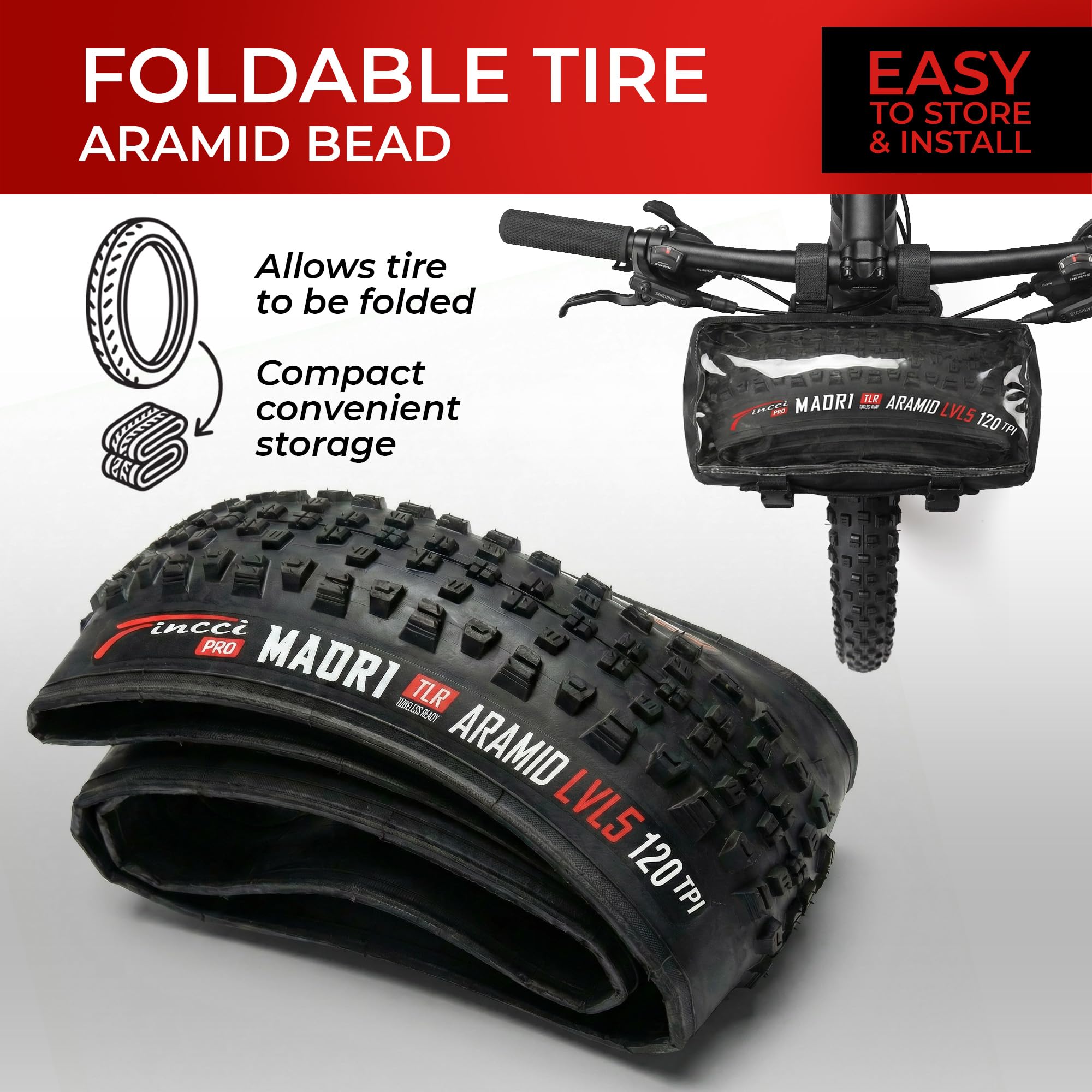Fincci Pneu 27.5x2.35 60-584 Tubeless Pliable avec Protection 120 TPI | Pneu Tubeless 27.5x2.35 avec Protection Anti-Crevaison en Aramide de 1 mm et Pression 30-50 PSI