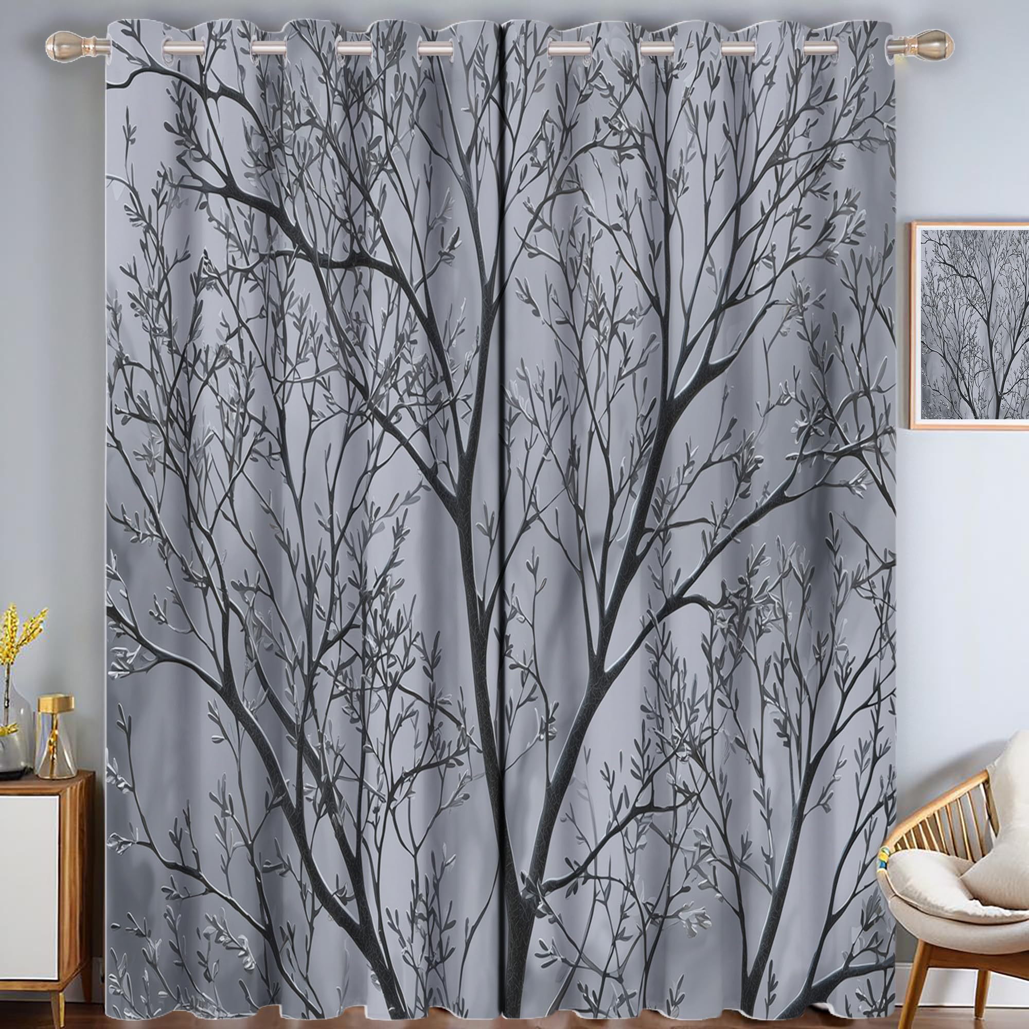 Rideau anti froid et chaleur gris de 140x160 cm pour bloquer la lumière