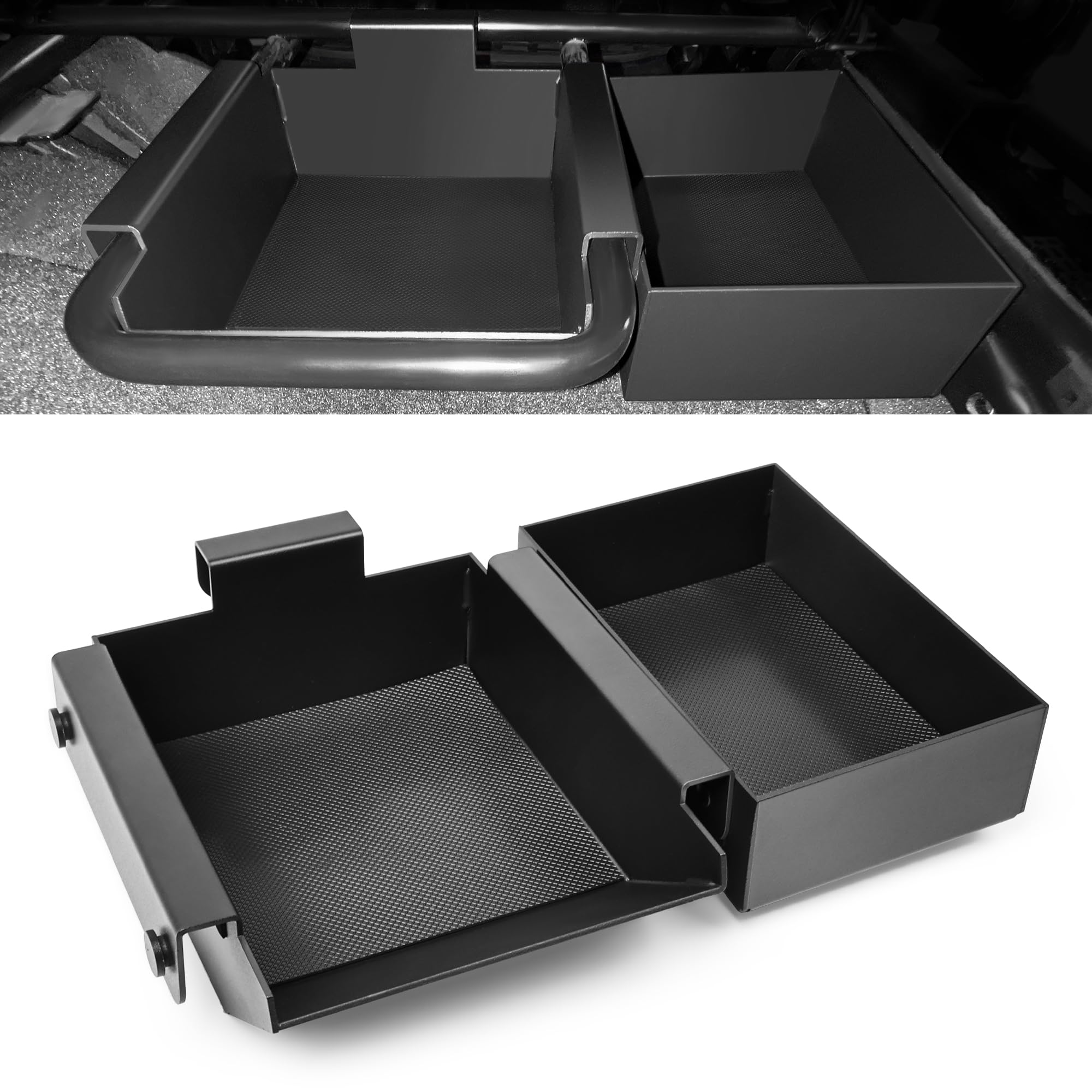 sukemichi Organizador de asiento delantero de coche para accesorios Jeep JL, bandeja de almacenamiento delantera debajo del asiento para Jeep Wrangler JL Gladiator JT 2018-2025, organizador de