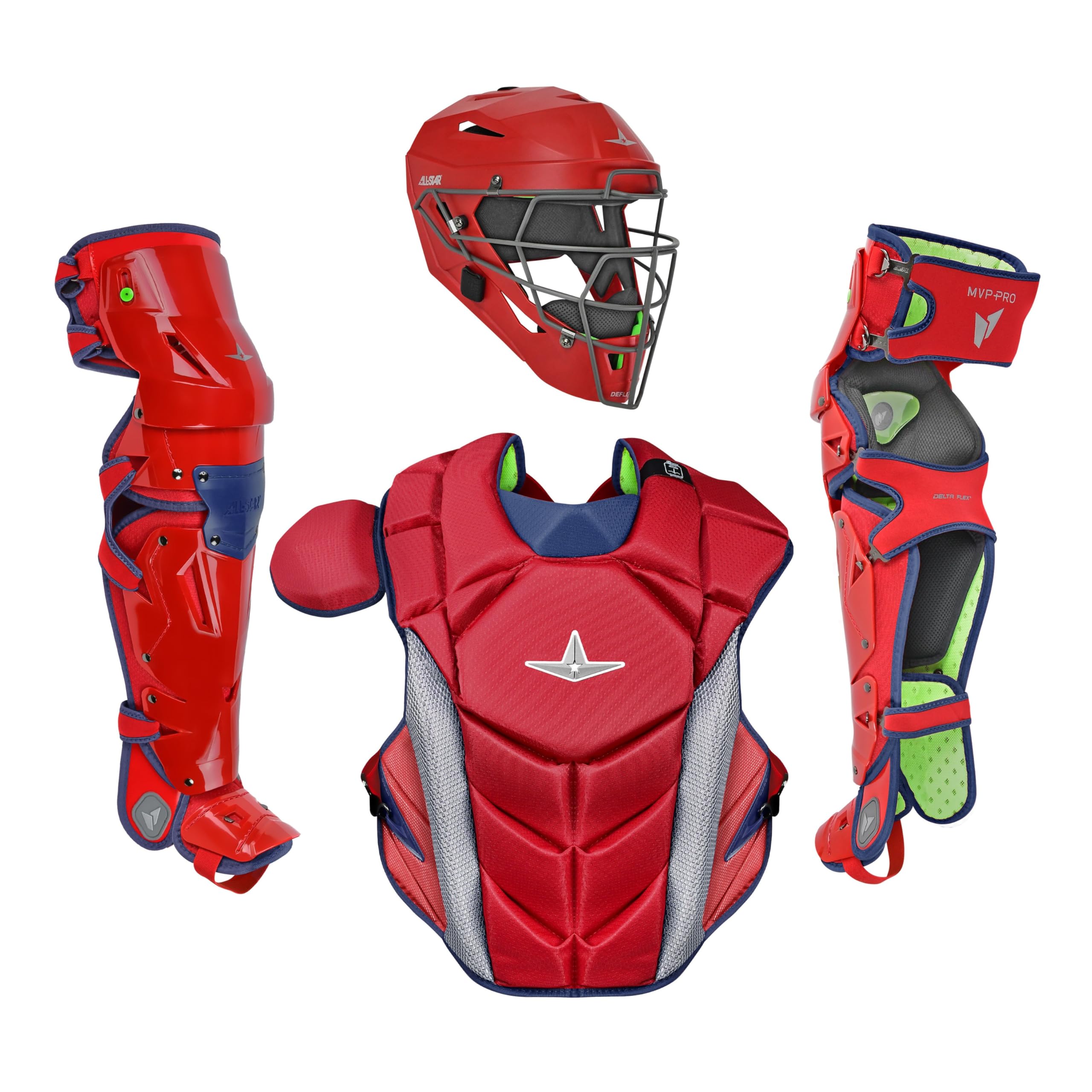 All-Star MVP-PRO Series Baseball Catcher's Kit, Adult and Youth Sizes, Certified on NOCSAE Standard