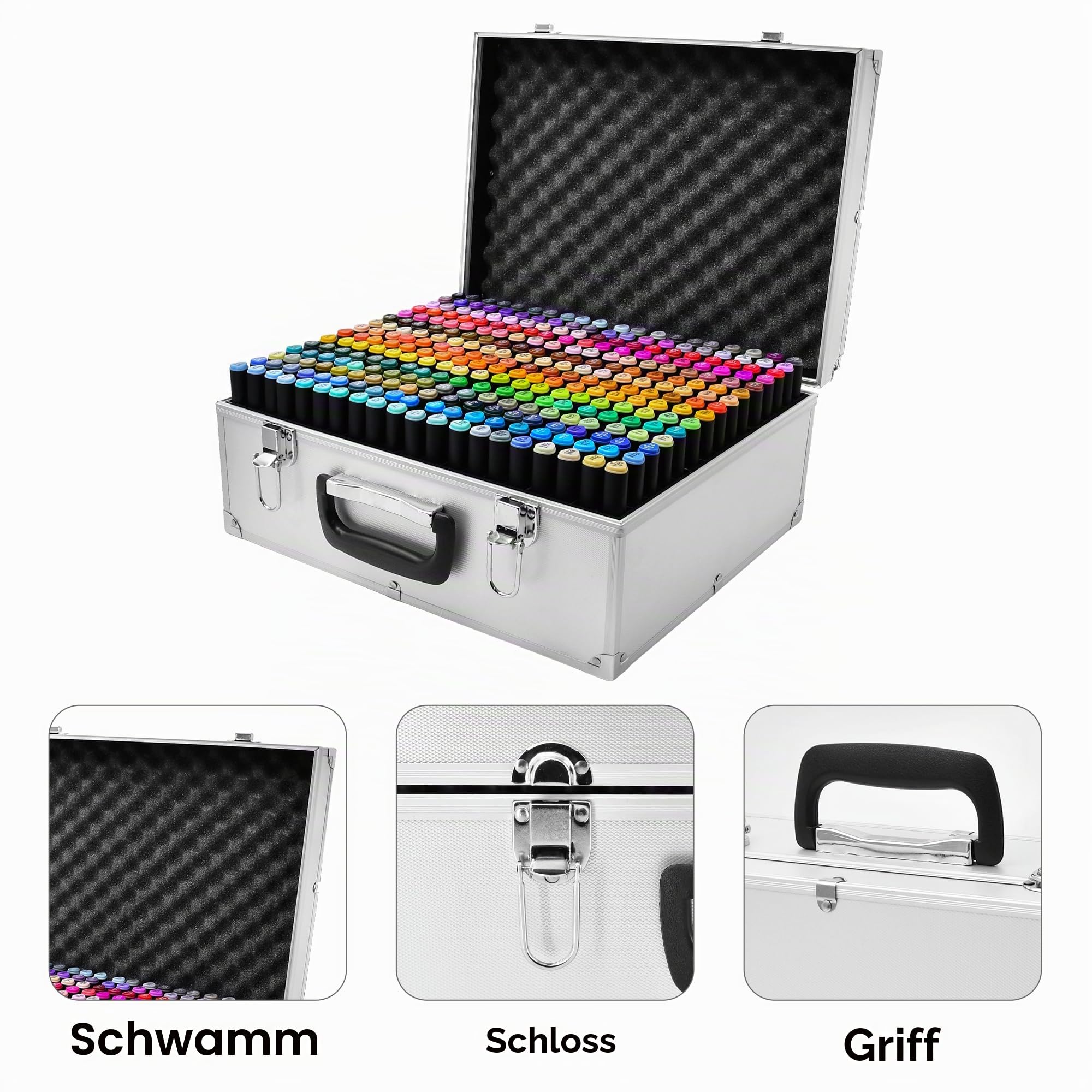 Decotime Twin Alkohol-Marker-Set & stapelbare Ablage & Etui Aufbewahrung – 300 feine und Pinselstifte auf Alkoholbasis – farbige Marker für Erwachsene, Kinder, professionelle Künstler zum Ausmalen und