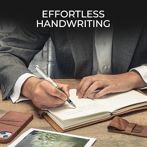 Vista 14 de ZenZoi Pluma estilográfica negra – Hermoso bolígrafo de escritura suave para hombres o mujeres. Punta fina Schmidt Premium. Juego de caja de regalo