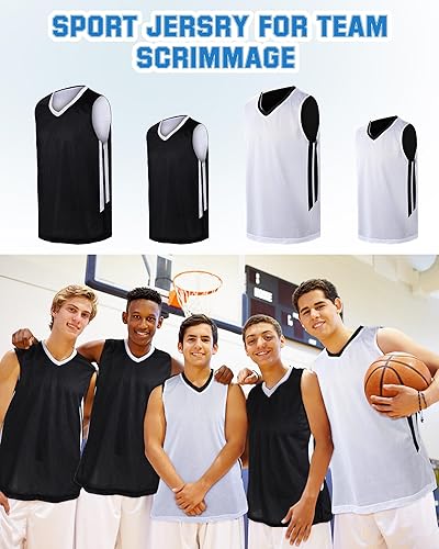 Miniatura 6 de 12 piezas de camiseta de baloncesto reversible en blanco para hombres, camisas atléticas ligeras para jóvenes, hombres, malla de equipo Scrimmage