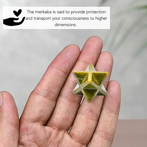 Miniatura 57 de Amazing Gemstone Larvikite Merkaba Crystal – Estrella de Merkaba metafísica de 1 pulgada para meditación – Cristal tetraedro energético y piedras