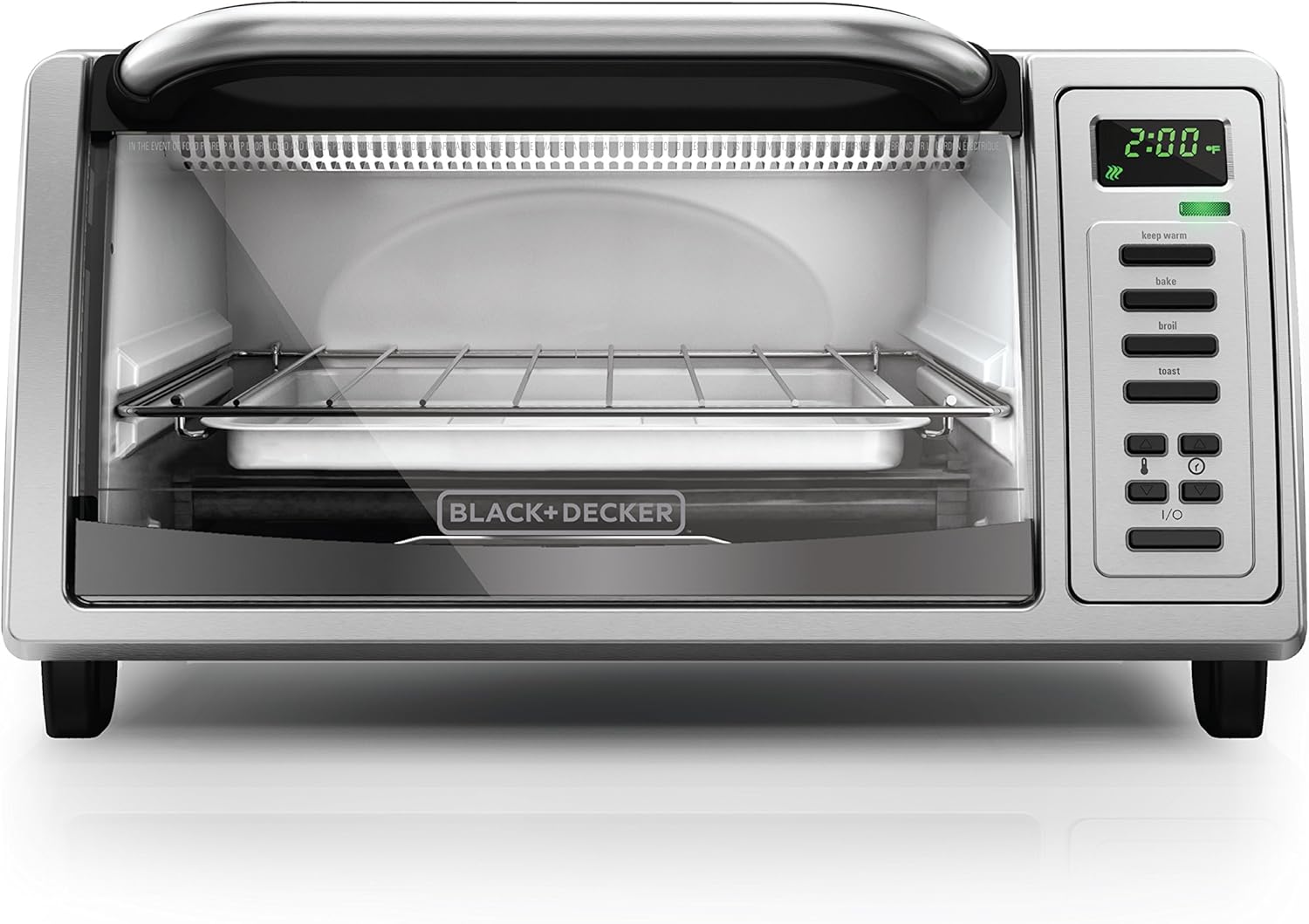 BLACK+DECKER TO1380SS 4Slice Digital Toaster Oven, Includes Bake Pan